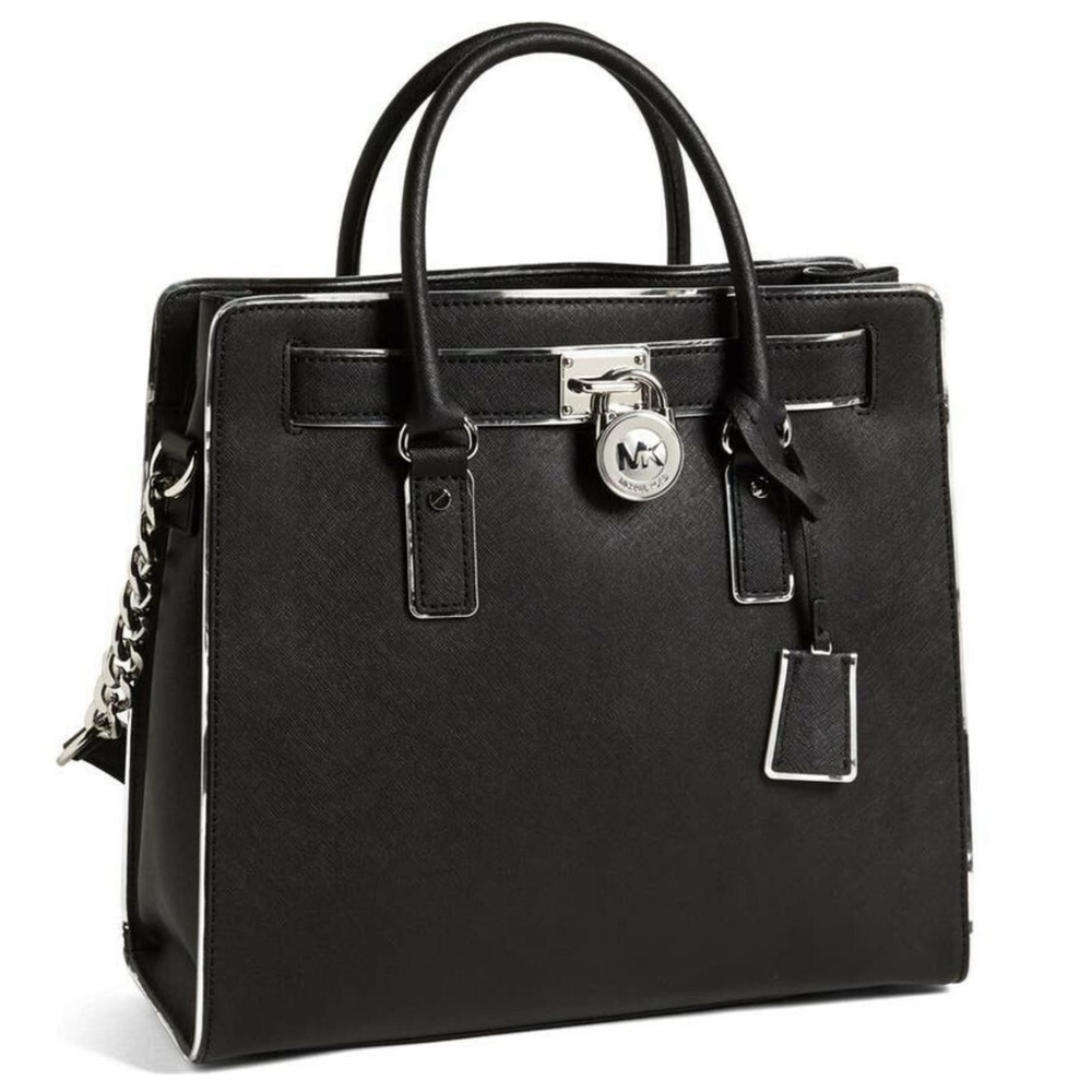 🧚‍♀️ Michael Kors Specchio Black Silver Satchel Handbag 🧚‍♀️